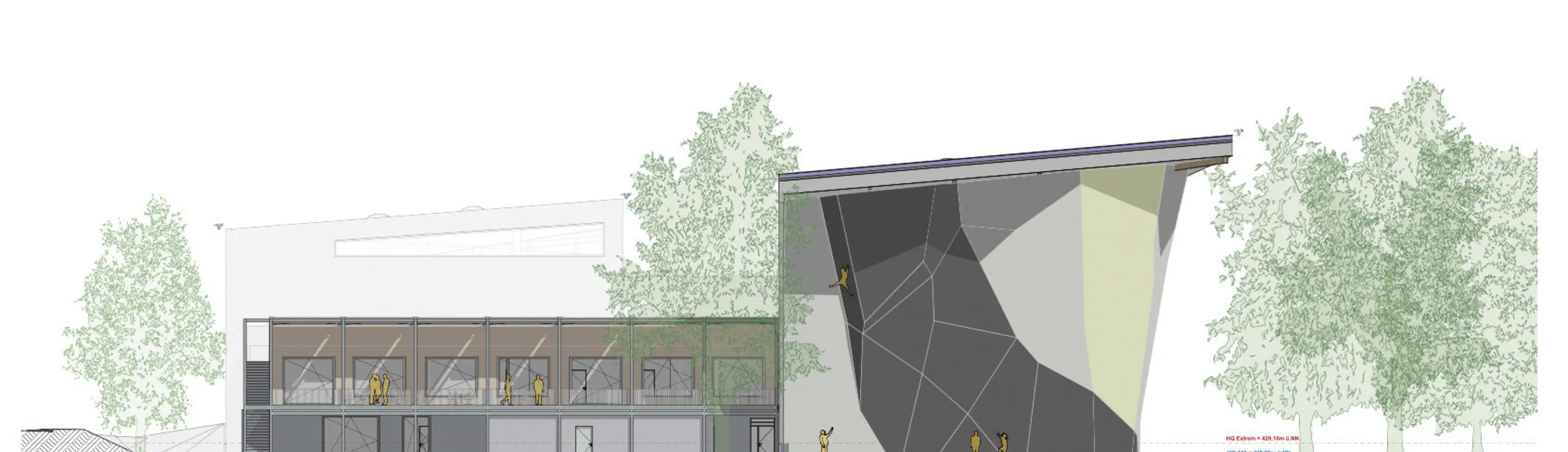 VereinsKletterzentrum_AnsichtSuedNord | © © Wurm Gesamtplanung