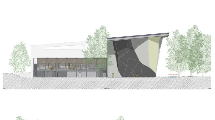 VereinsKletterzentrum_AnsichtSuedNord | © © Wurm Gesamtplanung